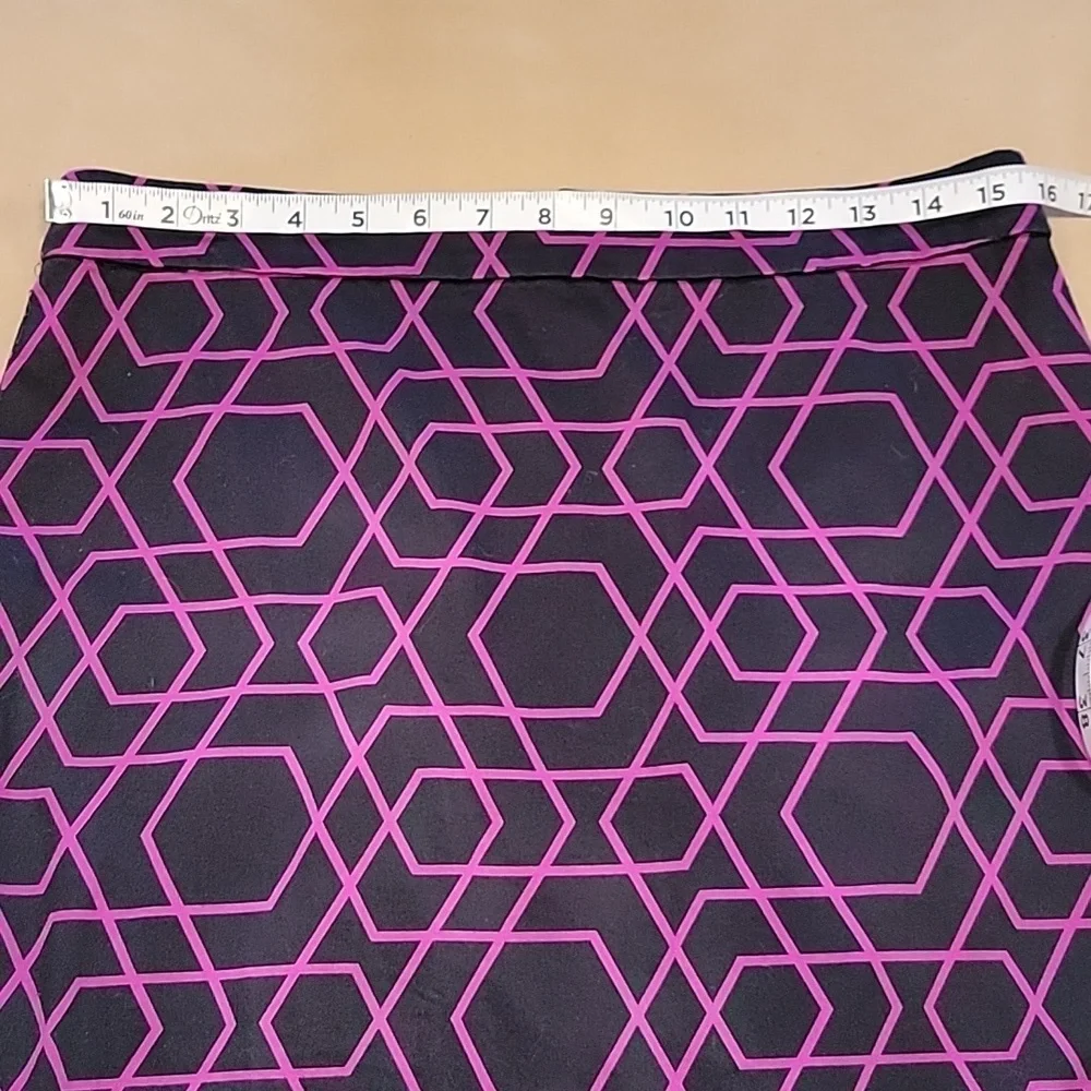 J. Crew Size 10 The Pencil Skirt, Navy Blue with Purple Geometric Pattern, NWOT